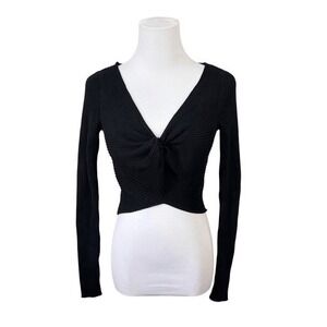 Abercrombie & Fitch Twist Front Ribbed Tank Sweater Cropped Black SMALL Y2k SALE
